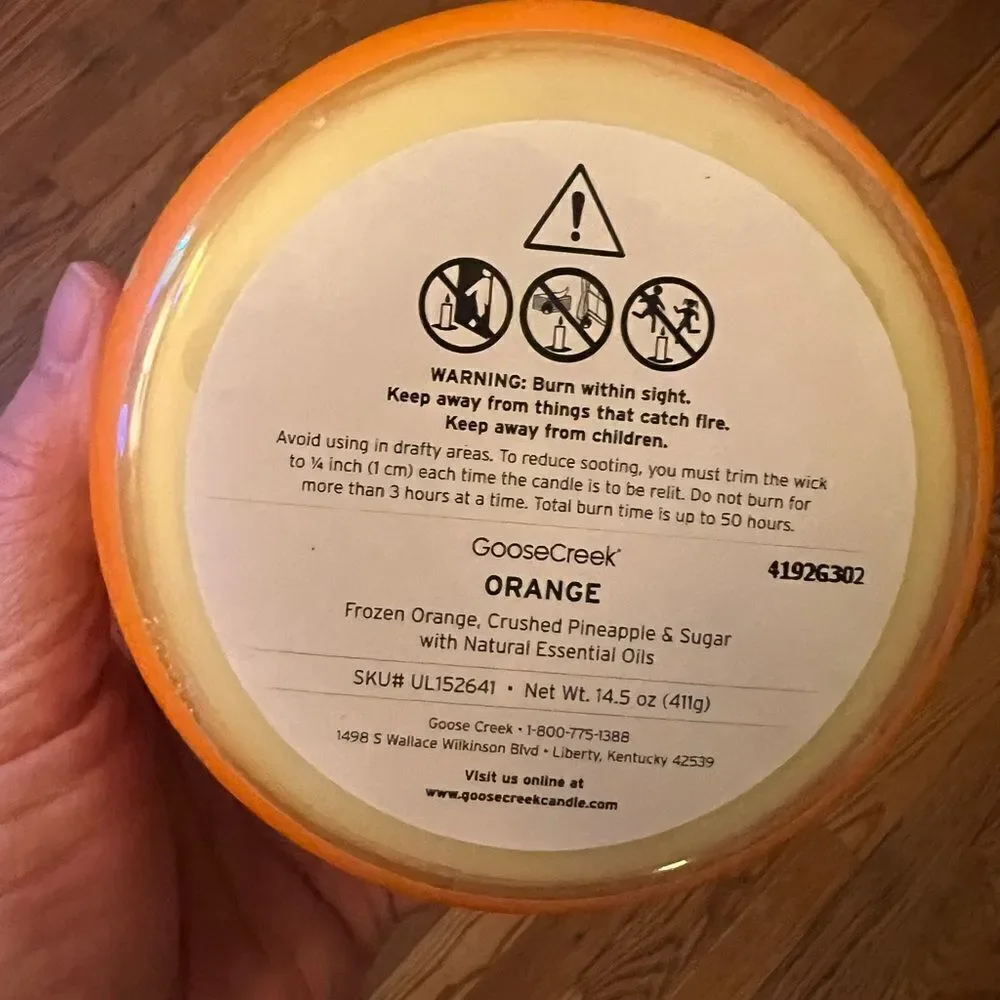 1 LEFT! Goose Creekk Limited Ed Popsicle 3 Wick Candle ORANGE 14.5 Oz